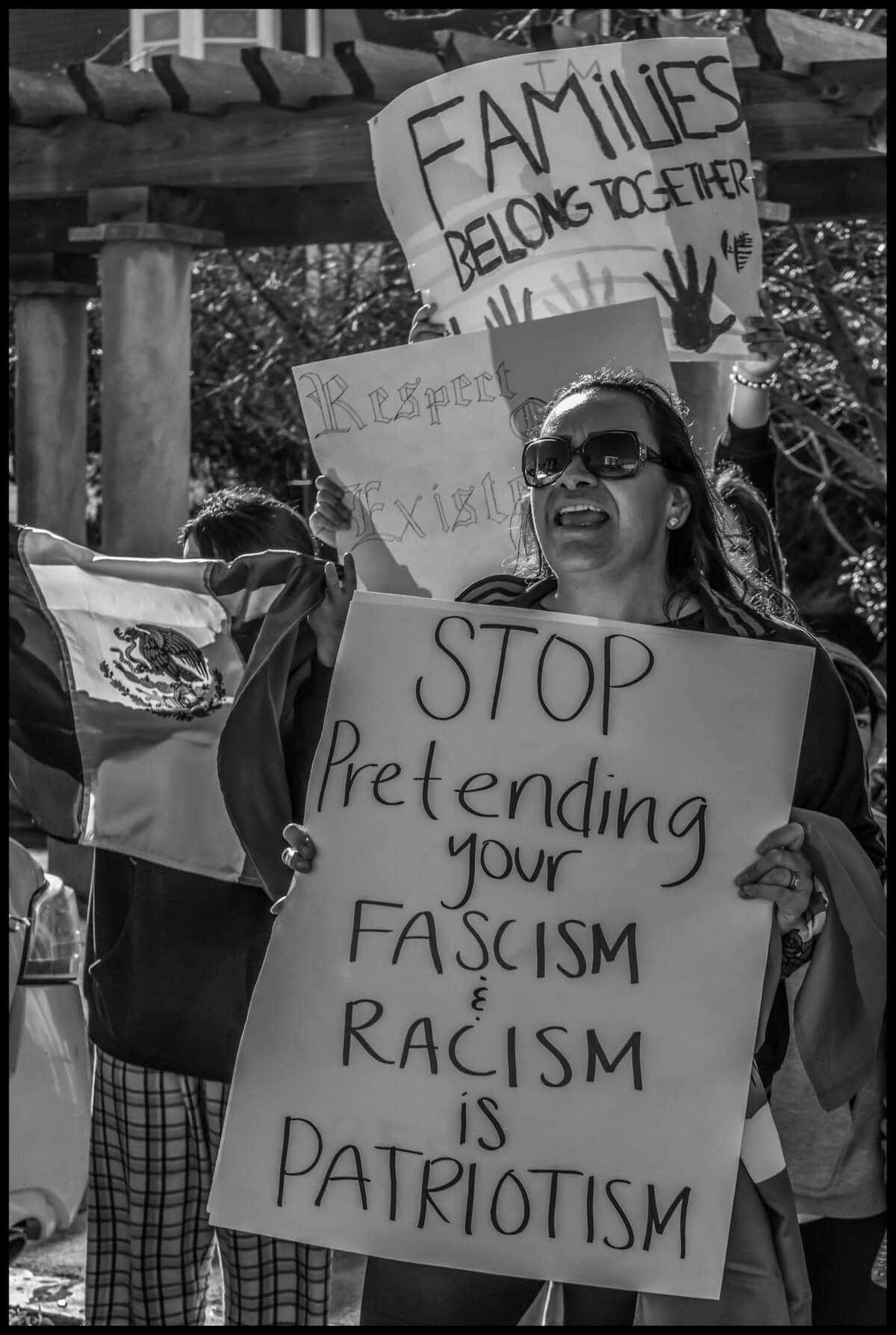 These photos capture protests against ICE and Trump’s threats of mass deportation in February 2025, in San Mateo and Fort Bragg, California.