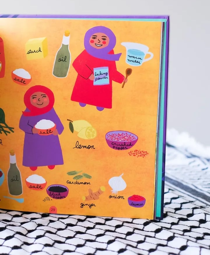 This illustration by Grace Ann Ekstrom, which is featured in Mona Zahed’s cookbook, depicts the ingredients used to make mahwi. The drawings of the two girls are inspired by Mona's daughters, Sara and Hayat.